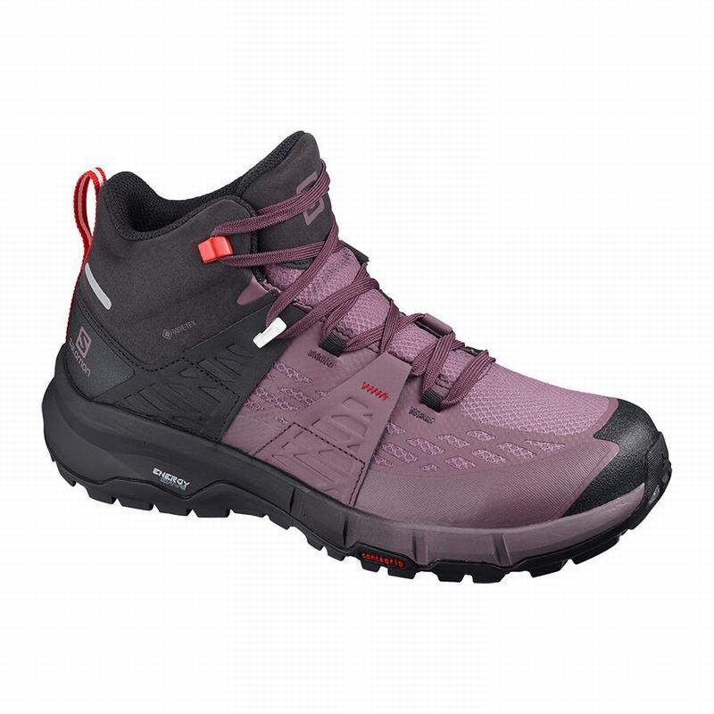 Zapatillas Trekking Salomon Mujer Negras / Rojas - Salomon Argentina ODYSSEY MID GTX W ,815730-ZGC